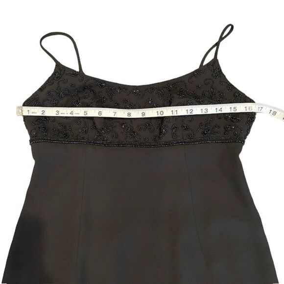 Laundry by Shelli Segal Beaded Front Evening Dress Black Spaghetti Strap Size 8P - Picture 11 of 14